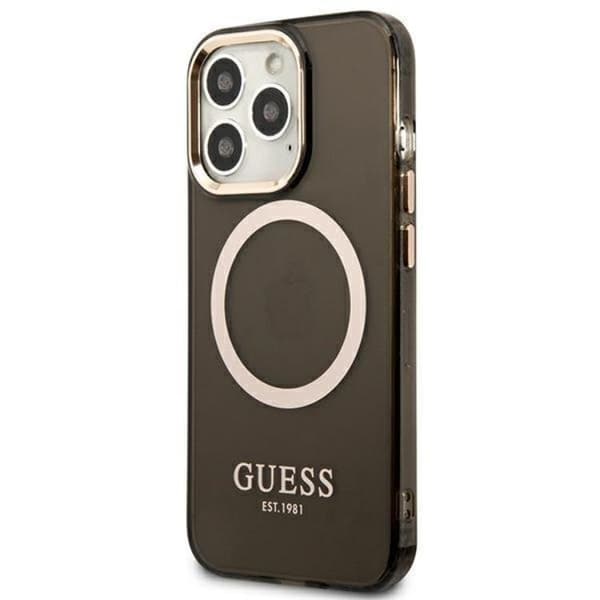 GUESS iPhone 13 Pro Max Skal MagSafe Guld Outline Translucent - Black