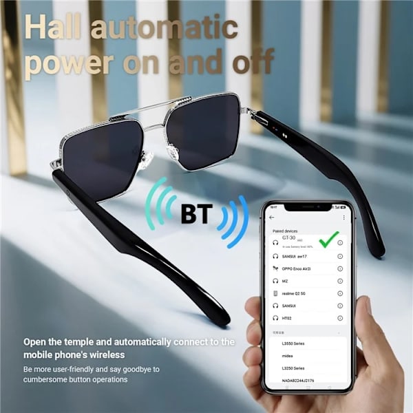 Smart Audio Glasögon Hall Automatisk Switch GT30 - Blå