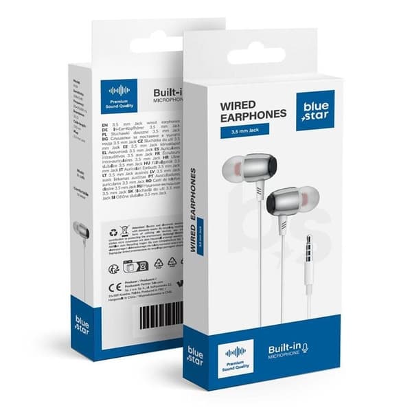 Blue Star kablet hovedtelefonstik 3,5 mm mikrofon M09 1,2 m