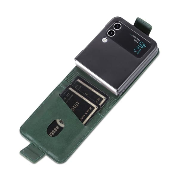 AZNS Samsung Galaxy Z Flip4 Plånboksfodral Konstläder - Grön
