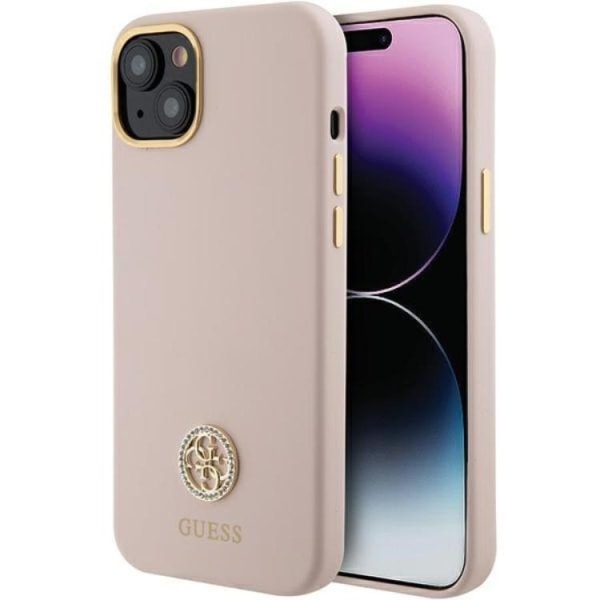 Guess iPhone 15 Mobile Cover Silicone Logo Strass 4G - vaaleanpunainen