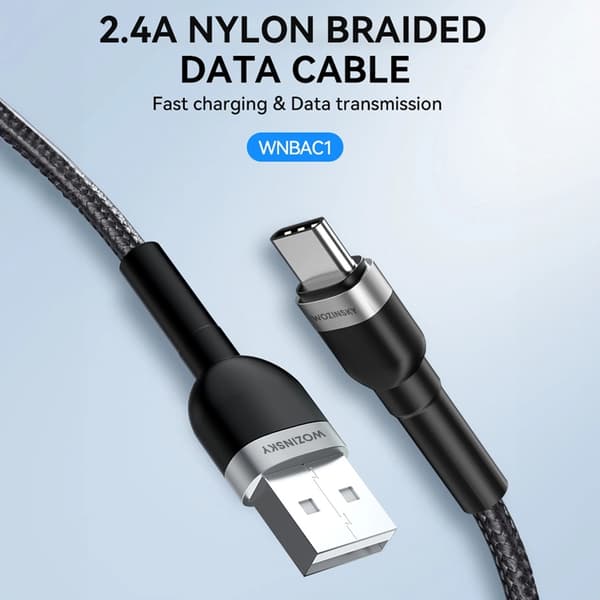 Wozinsky USB-C till USB-A kabel 2.4A 1m - Svart Svart