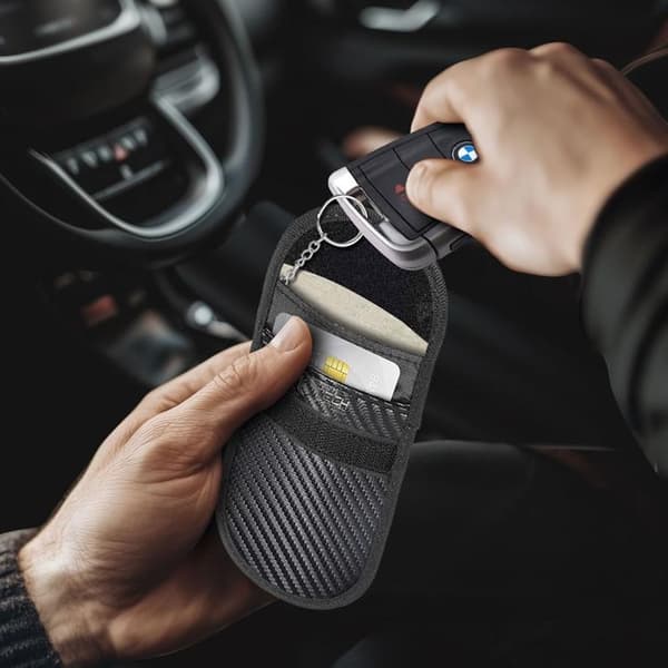 Tech-Protect RFID-blokerende nøgleetui til nøglefri bilnøgle - Carbon Black Svart