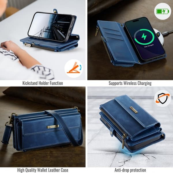 CASEME Plånboksfodral till iPhone 12 Pro Max Konstläder Blå
