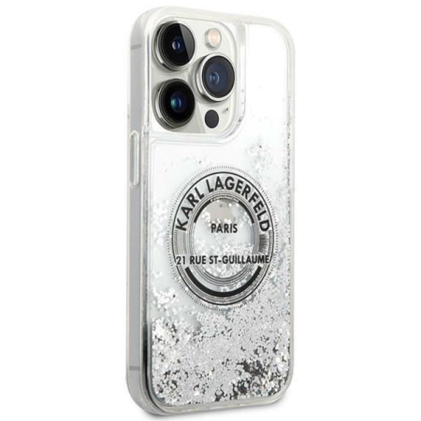 Karl Lagerfeld iPhone 14 Pro Cover Liquid Glitter RSG - Sølv