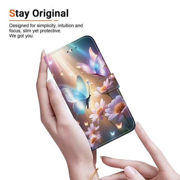 Plånboksfodral för Samsung Galaxy S26 Plus Mönstertryckt Konstläder - Fjäril