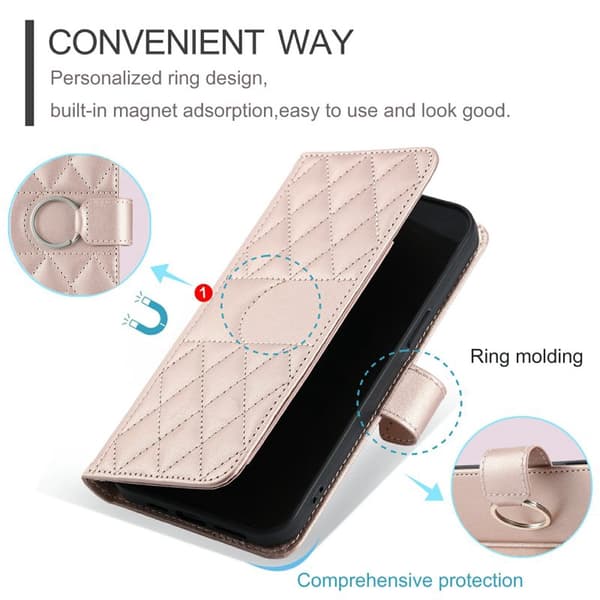 Plånboksfodral för Samsung Galaxy S26 Konstläder Ringhållare - Roséguld