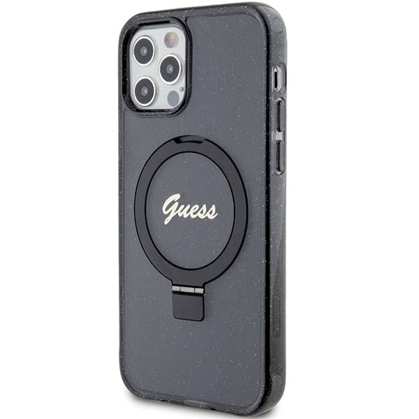 Guess Mobilskal till iPhone 12/12 Pro MagSafe Ring Stand Script Glitter