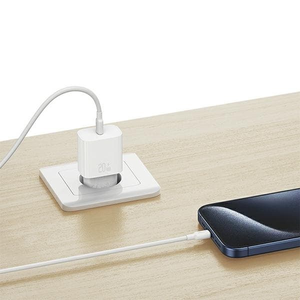 USAMS Väggladdare 1xUSB-C T65 PD20W PD Fast Charging (US-CC226) – Vit