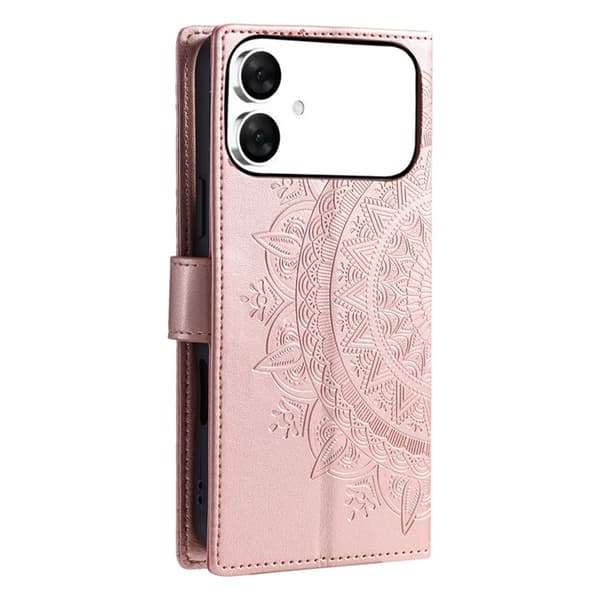 Galaxy S26 Edge Plånboksfodral Imprinted Totem Läder - Roséguld Roséguld