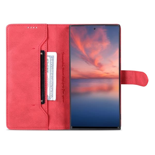 AZNS Samsung Galaxy S23 Ultra Plånboksfodral Konstläder - Röd