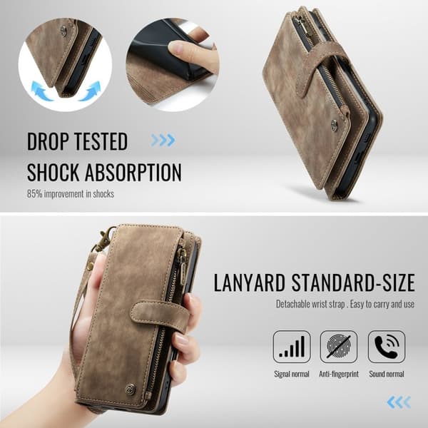 CASEME Konstläder Plånboksfodral för Samsung Galaxy S25 FE - Brun