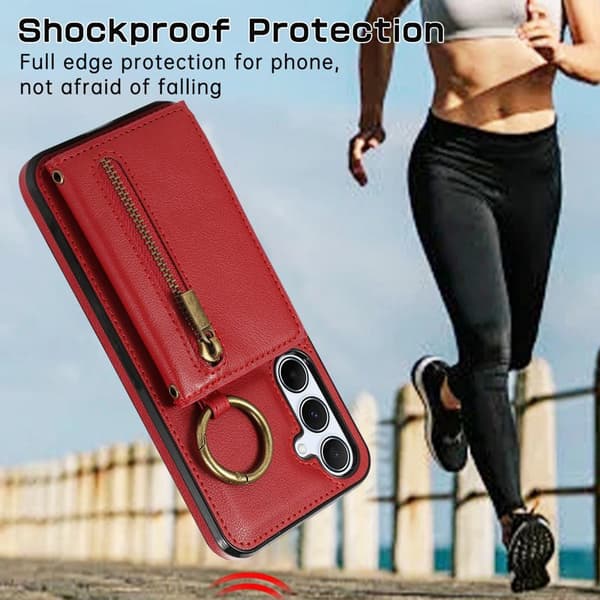 Plånboksfodral för Samsung Galaxy S26 Plus Konstläder Kickstand - Röd