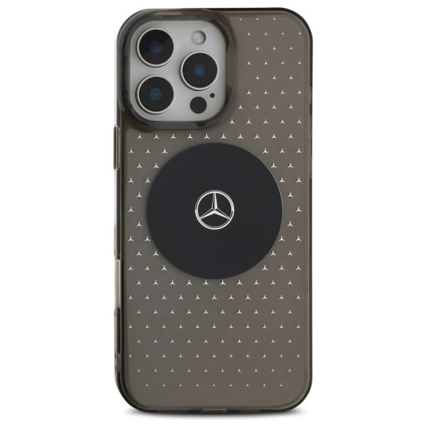 Mercedes telefontaske til iPhone 16 Pro MB Star Pattern - Sort Black