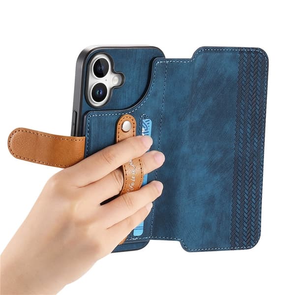 Plånboksfodral För iPhone 17 Armband Kickstand - Blå Blå