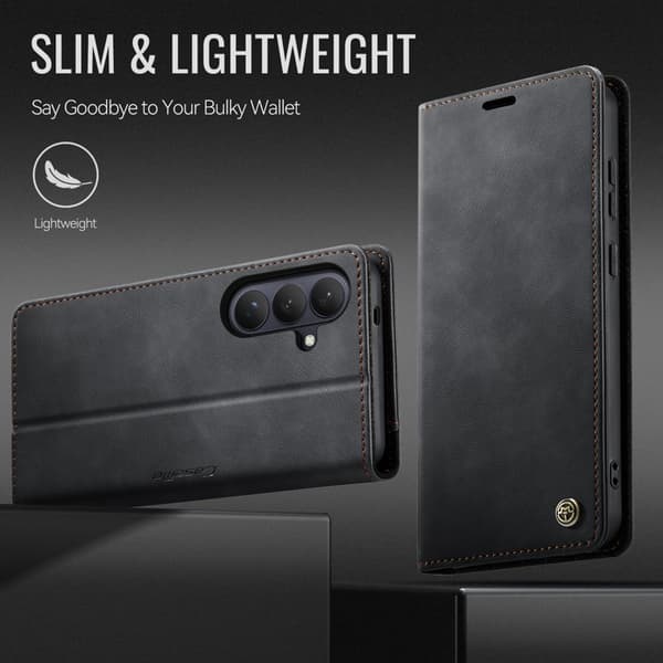 CaseMe Plånboksfodral för Samsung Galaxy S26 Konstläder RFID - Svart