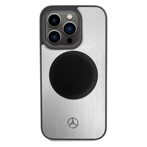Mercedes Mobilskal till iPhone 15 Pro Max MagSafe Läder & Alu - Silver