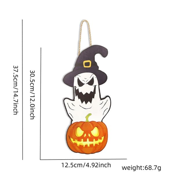 Halloween Hängande Pumpa Fladdermus Spöke Trä - Ghost and Pumpkin