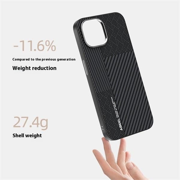 ABEEL Mobilskal till iPhone 14 PC TPU Aluminium PU Läder MagSafe - Textur 1