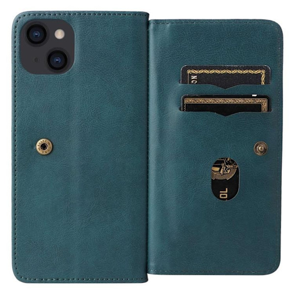 iPhone 14 Plus Plånboksfodral KT PU Läder - Grön