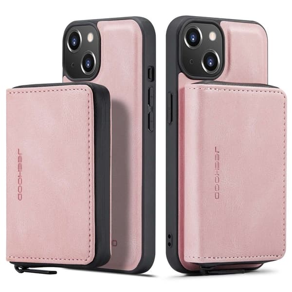 JEEHOOD Mobilskal till iPhone 14 Plus Shockproof KonstLäder Rosa