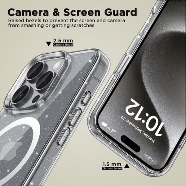 Tech-Protect Mobilskal till iPhone 16 Pro Magsafe Flexair Hybrid - Glitter Transparent