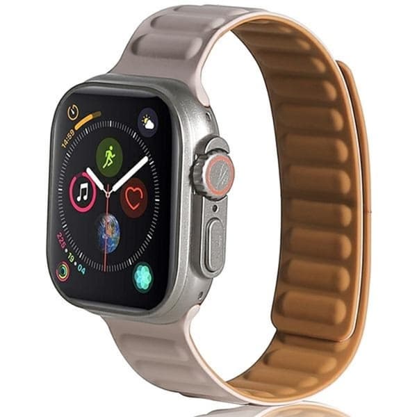 Beline Apple Watch (42/44/45/49mm) Magnetisk Armbånd - Khaki Silver
