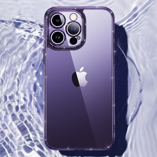 SULADA Mobilskal till iPhone 14 Pro Glitter TPU Ram Elektroplätering Lila