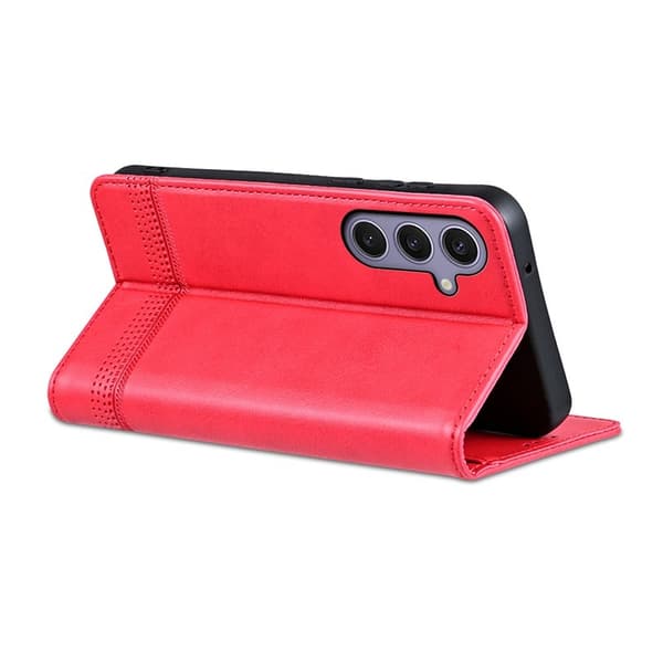 AZNS Samsung Galaxy S25 Plånboksfodral Konstläder - Röd