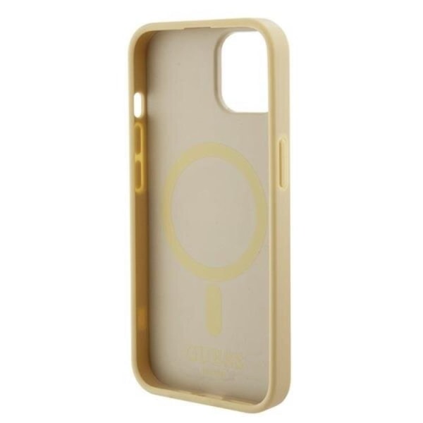 Guess iPhone 15 -matkapuhelinkotelo Magsafe Saffiano - kultaa