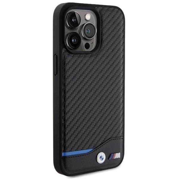 BMW Mobilskal till iPhone 15 Pro Max Läder Carbon - Svart Svart