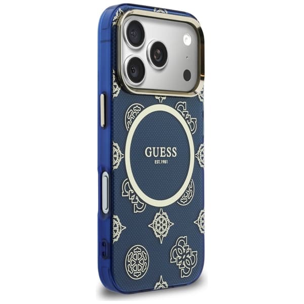 Guess Mobilskal För iPhone 17 Pro MagSafe IML Peony Dot - Blå Blå
