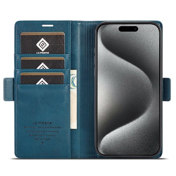 LC.IMEEKE iPhone 16 Pro Plånboksfodral Konstläder - Blå