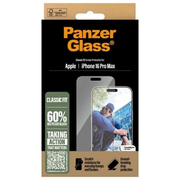 PanzerGlass iPhone 16 Pro Max Härdat Glas Skärmskydd Classic Fit - Clear Transparent