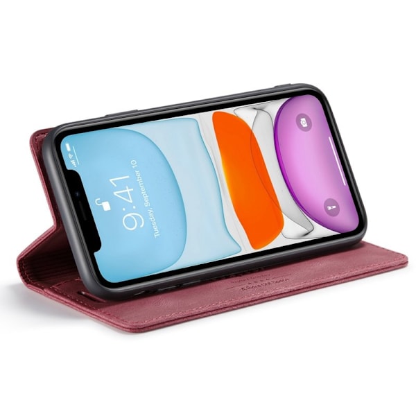 AUTSPACE A01 iPhone 11 Pro Plånboksfodral Konstläder - Röd