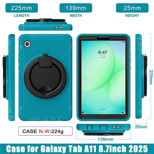 Mobilskal till Galaxy Tab A11 Rotary Kickstand Handle - Blå Blå