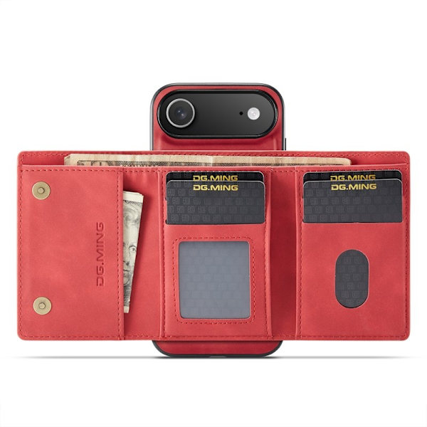 DG.MING iPhone Air Konstläder Plånboksfodral Kickstand PU Röd