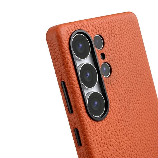 MELKCO Mobilskal till Samsung Galaxy S25 Ultra Äkta Läder + PC Orange