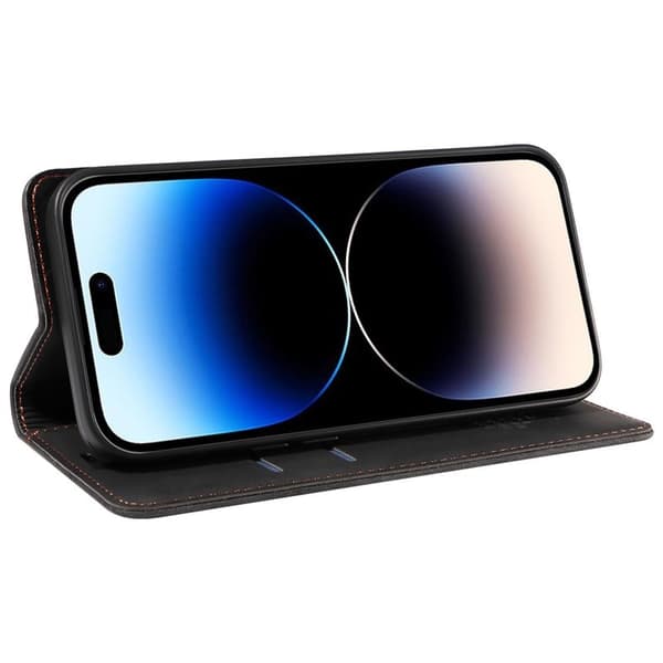 BETOPNICE 003 iPhone 15 Pro Plånboksfodral Konstläder - Svart