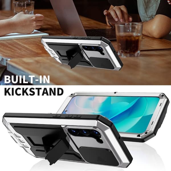 R-JUST Mobilskal till Galaxy S23+ PC+Silicone+Metal Silver