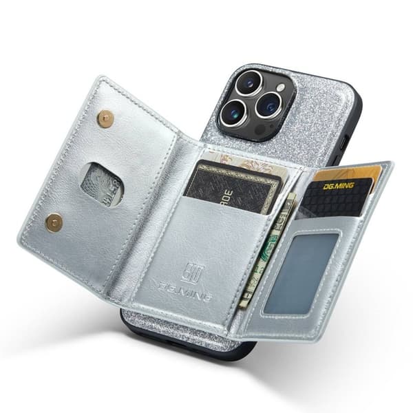 DG.MING M3 Series Mobilskal till iPhone 14 Pro 2-i-1 Glitter Silver