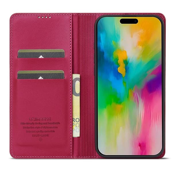 LC.IMEEKE L1 Series iPhone 17 Plånboksfodral Konstläder - Röd Röd