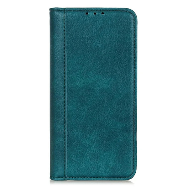 iPhone 17 Pro Plånboksfodral Äkta Läder Litchi - Grön Grön