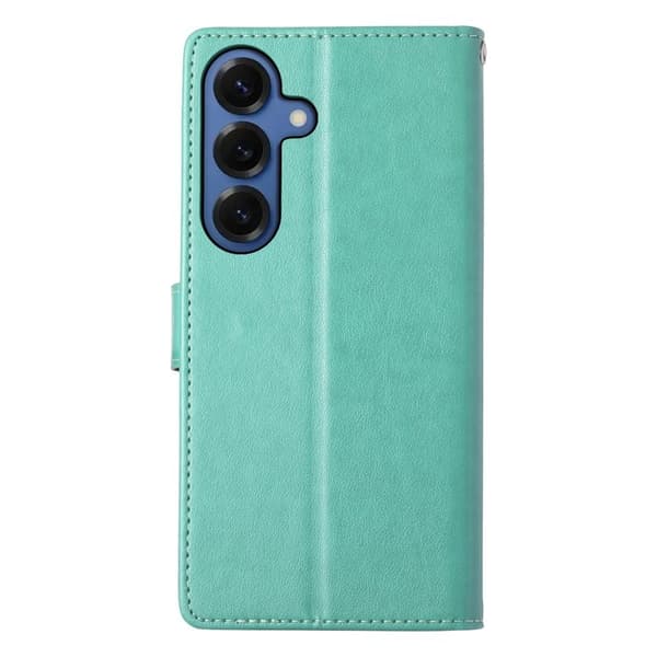Samsung Galaxy S26 Plus Plånboksfodral Blomtryck Konstläder - Grön
