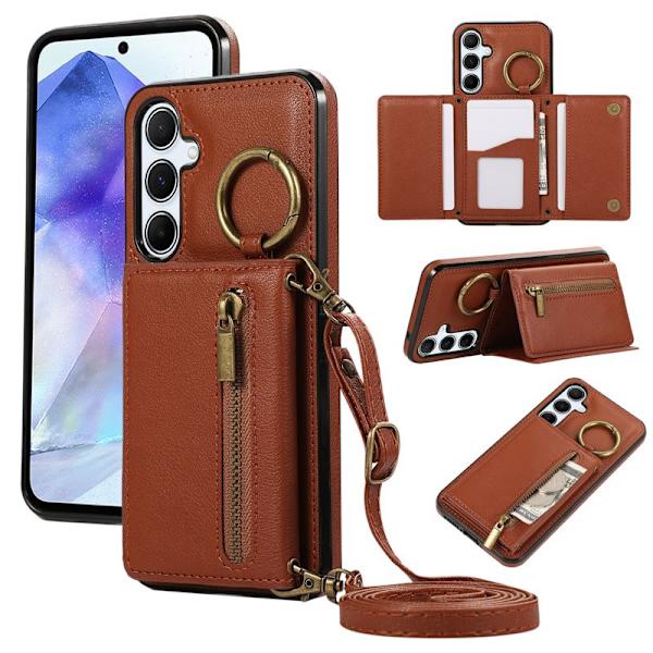 Plånboksfodral för Samsung Galaxy S26 Plus Konstläder Kickstand - Brun