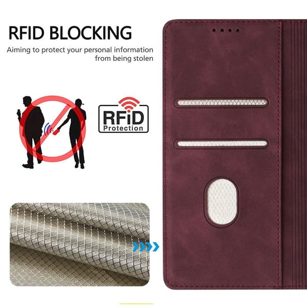 Plånboksfodral för Samsung Galaxy S26 Konstläder RFID - Vinröd