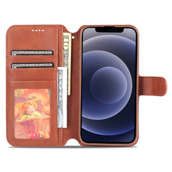 AZNS iPhone 13 Plånboksfodral Konstläder - Brun