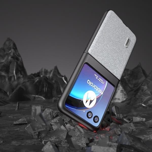 ABEEL Mobilskal till Motorola Razr 40 Ultra 5G PU Läder + PC Silver