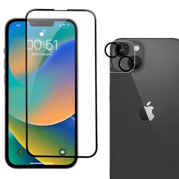 [2-PACK] Skärmskydd iPhone 14 Kameralinsskydd i Härdat glas Svart Svart