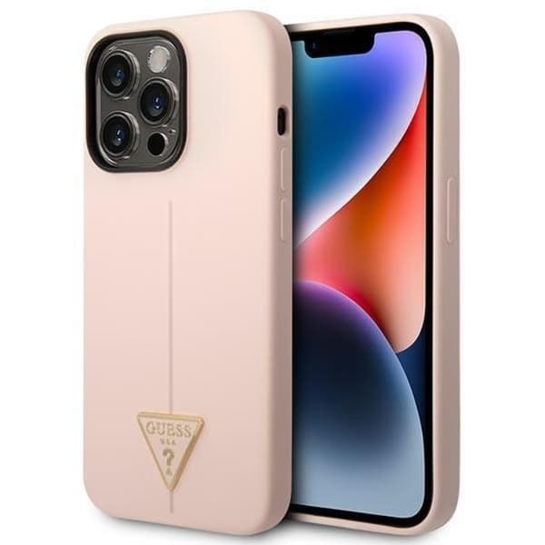 GUESS iPhone 14 Pro Max -kuori Silicone Triangle - Pinkki Rosa